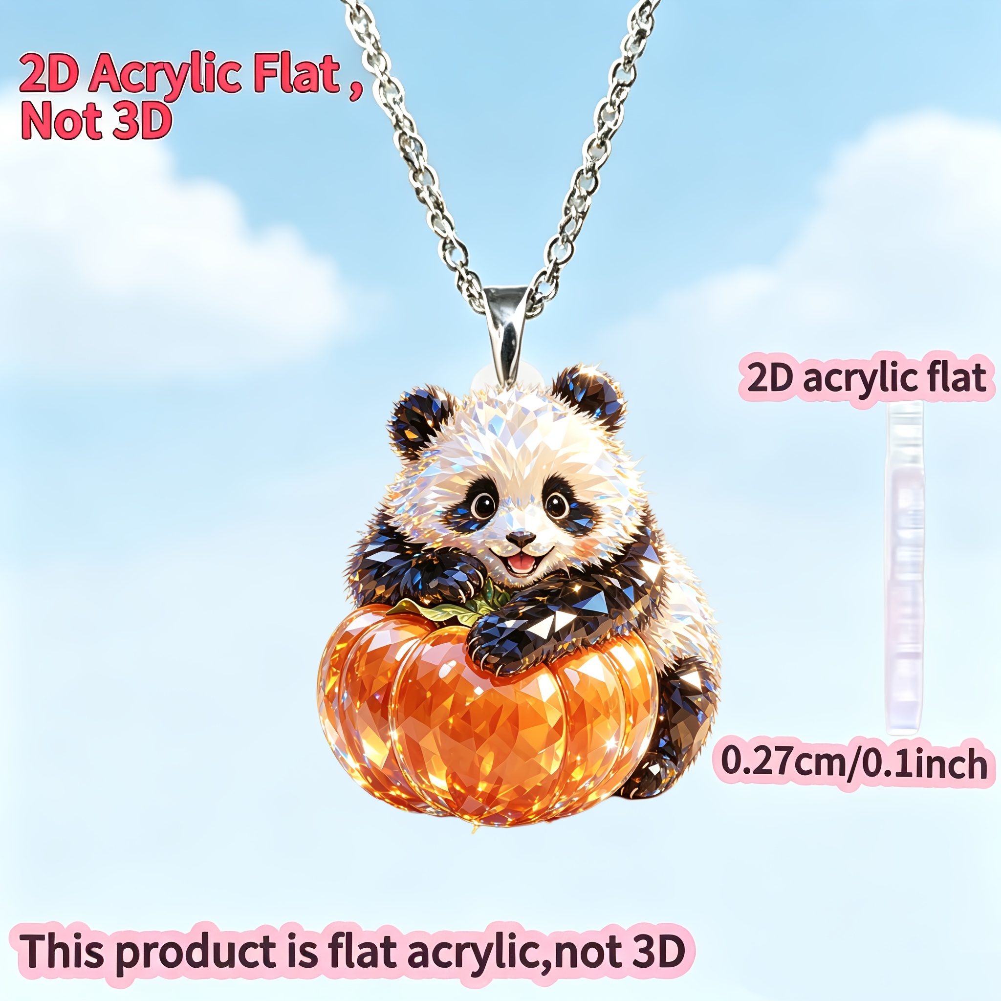 Women's Acrylic Pumpkin-Hugging Panda DIY Necklace
